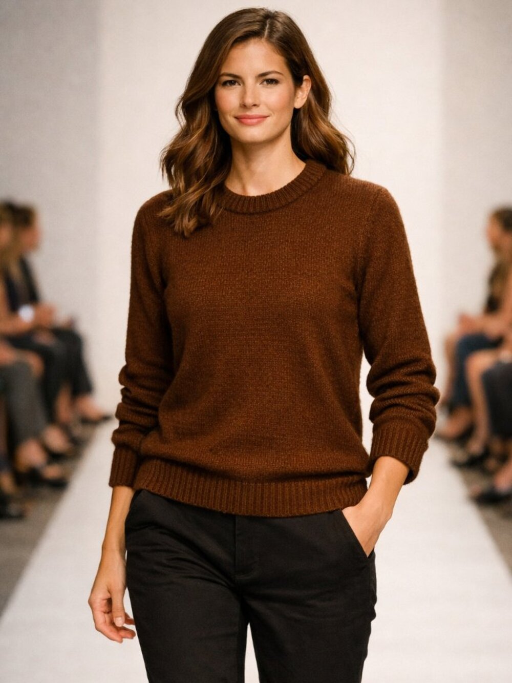 Parker Brown Rib‑Knit Sweater – XS – Soft Textured Knit